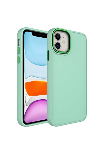 Nezih Case Apple Iphone 11 Metal Çerçeve Hassas Buton Tasarımlı Renkli Içi Ka...