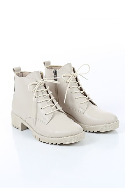 apelles Παπούτσια Lace Up Μπεζ Δερμάτινα Καθημερινά Γυναικεία Μποτάκια