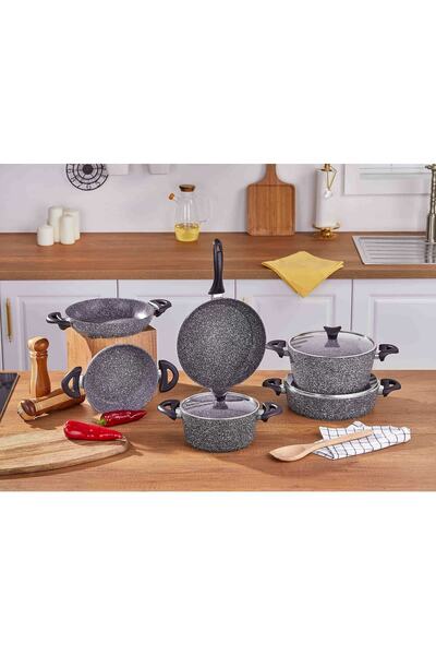 Generic Brand طقم أواني طهي Xl Mastercook 9 قطع باللون الرمادي