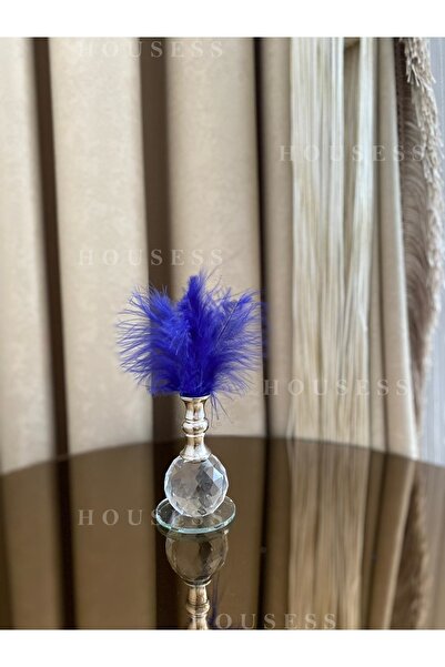 Housess 1 Adet Mavi Tüylü Gümüş Kristal Top Tüylük Dekor Biblo Süs