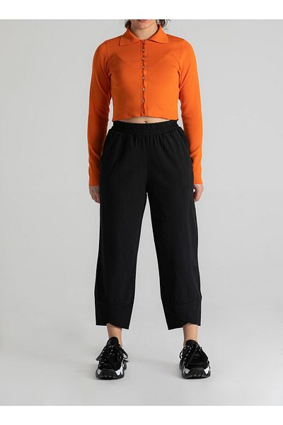RUBYSTARS Comfortable Cut Black Linen Trousers - Thick Elastic, 100% Cotton