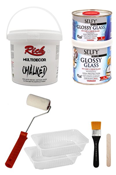 GLANCE Rich Decor Chalked 1kg Antikbeyaz Selfy Decorglossy500+250gr Balkon,te...