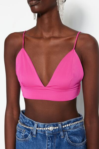 Trendyol Collection Világos rózsaszín, bélelt, kötött mellszobor TPRSS22BS00005