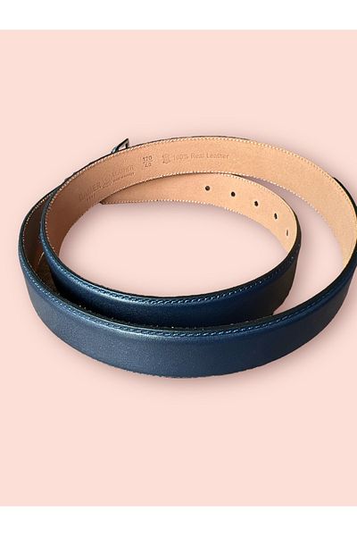 GUARD Genuine Leather Navy Blue Stitched Classic Men's Belt K-101
