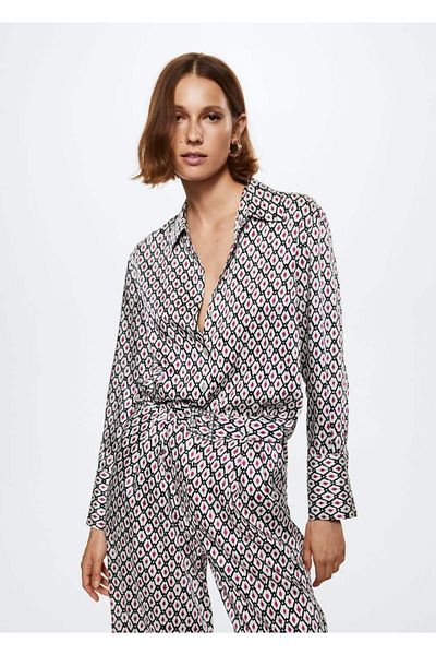 MANGO Woman Design de cămașă cu modele geometrice