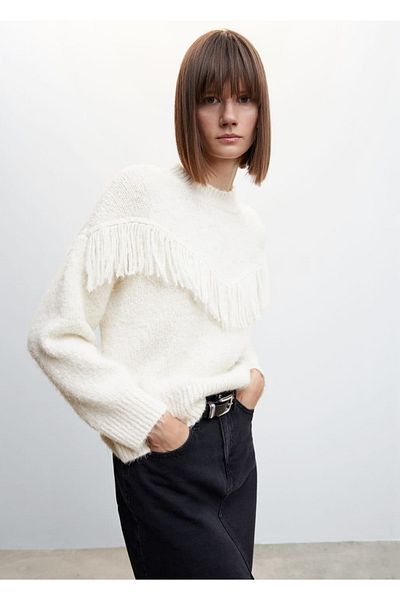 MANGO Woman Fringed Knitted Sweater