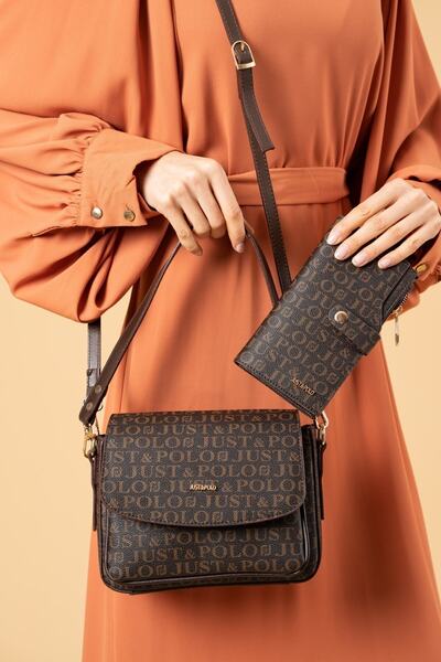 Just Polo حقيبة كتف وحقيبة كروس نسائية بحزامين و3 أقسام - 02185-mh