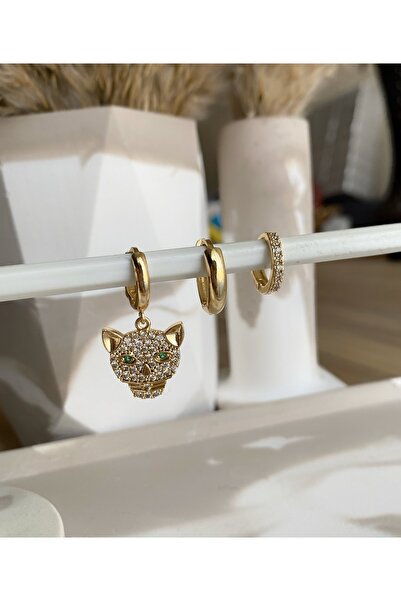 Caudalie Kaplan Sallantılı 3’lü Gold Set Küpe