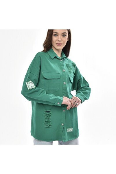 Melissa Kadın Yeşil Kot Ceket