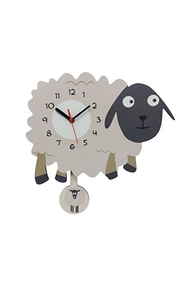 CajuArt Cute Lamb Children's Wall Clock with Swinging Wooden Pendulum