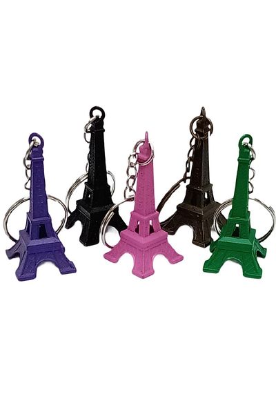Dünyadan Hediyeler Paris Eiffel Tower 3d Metal Keychain Colorful 5 Pieces