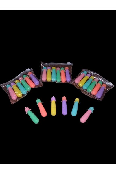 gaman 3'lü Paket (18 Adet) Patlıcan Görünümlü Fosforlu Mini Öğrenci Işaretlem...