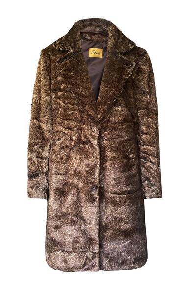 FUREVER FASHION Kırçıllı Lutr Kürk Şal Yaka Manto