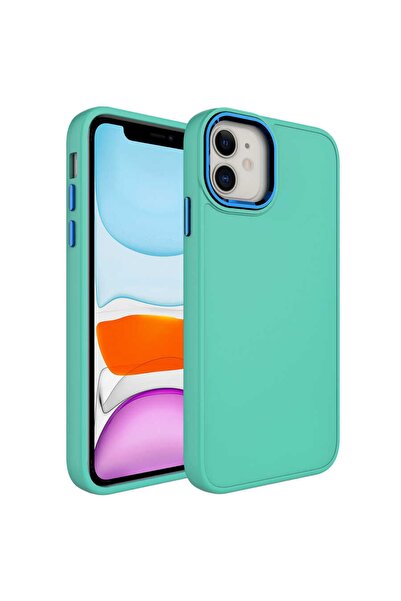 Nezih Case Apple Iphone 11 Metal Çerçeve Hassas Buton Tasarımlı Renkli Içi Ka...