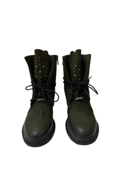 STEP MORE Δερμάτινες μπότες Nubuck με λεπτομέρεια χακί με φερμουάρ