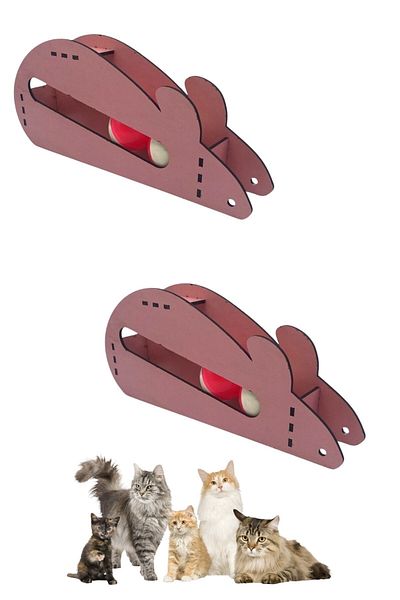 Buffer ® 2Pcs Mouse Cat Game Wooden 2 Balls Inclined Cute Cat Toy Board Cat Game