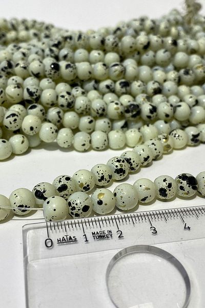 Hobigram Γυάλινες χάντρες με κρεμ μοτίβο 1 σειρά 8 mm – χάντρες, κομψό σχέδιο, γυναικείο αξεσουάρ – χάντρες – χάντρες