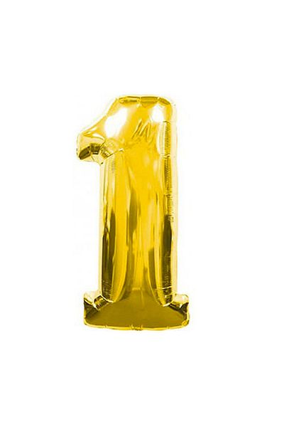 booddie Foil Number 1 Year Old Balloon 34inch (80 CM) Gold Color