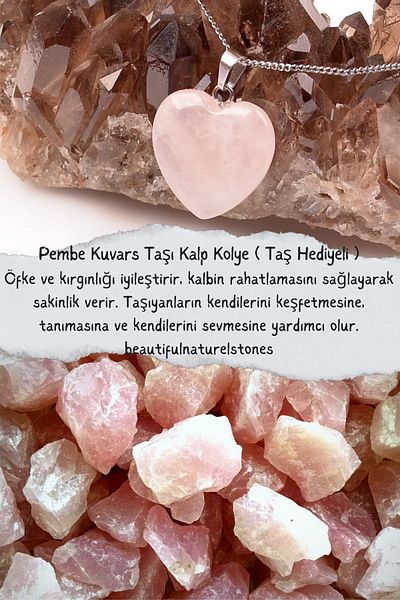 beautifulnaturelstones Pink Quartz Stone Heart Necklace (With Stone Gift) (Love, Affection, Positive Energy) (100% Real)