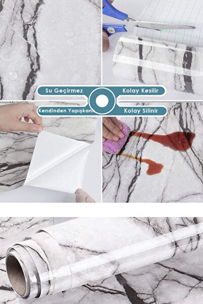 Technojet Самоклеюча мармурова плитка для кухні, ванної кімнати, стін та столів (60 см x 100 см)