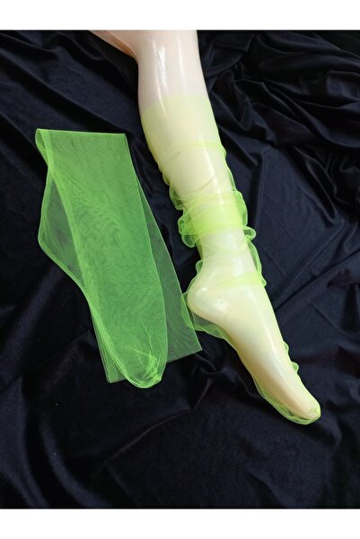 es moda shop Salsa Abiye Tül Çorap Uzun Neon Yeşil