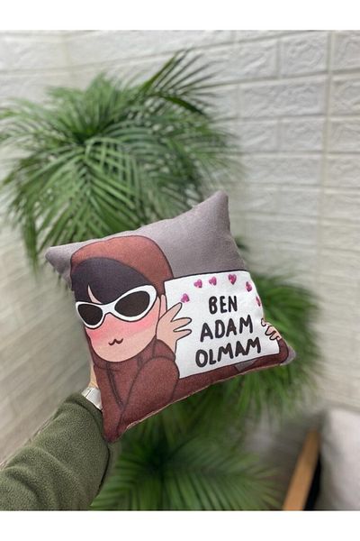 by ballı biocotton 28x28 Digital Printed Gift Small Throw Pillow - Espirated and Cute