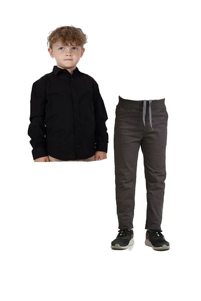 FATELLA Boy 23 April 29 October Demonstration Long Sleeve School Shirt Ribbed Waist Trousers Double Suit
