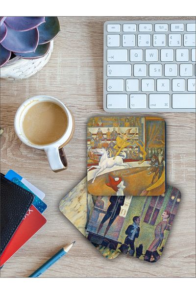 karbonsoft Georges Seura Themed Wooden Coasters Wooden Printed Coasters Set of 6 (9 X9CM)