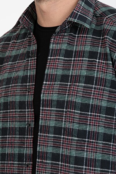 Varetta Men's Green Long Sleeve Pocket Checked Winter Shirt