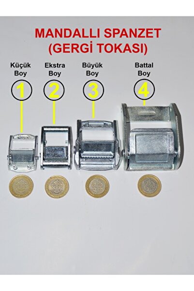 YOLDAŞ TAKMATİK Yoldaş Metal Gergi Tokası 4 Adet Mandallı Spanzet 3 Numara Büyük Boy 4 Adet