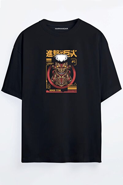 MELADYAN تي شيرت كبير الحجم مطبوع عليه Attack On Titan - Types Titan