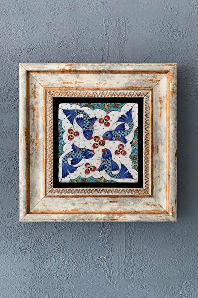 Oscar Stone Decor Çini- Çerçeveli Taş Duvar Dekoru 20x20 Cm-wall Decor