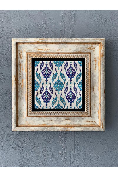 Oscar Stone Decor Çerçeveli Taş Duvar Dekoru 20 X 20 Cm Iznik Çini Desenli