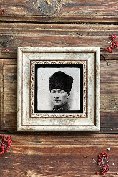 Oscar Stone Decor Çerçeveli Taş Duvar Dekoru Tablo 20cm X 20cm Atatürk Fotoğrafı