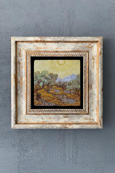 Oscar Stone Decor Çerçeveli Taş Tablo 20x20 cm Wall Decor Van Gogh Eserleri