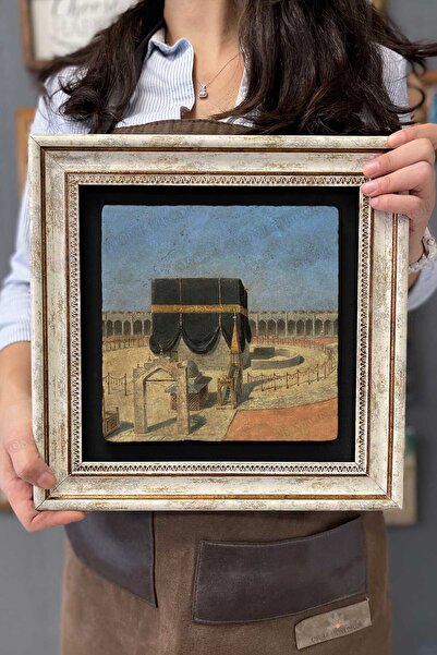Oscar Stone Decor Çerçeveli Tablo Taş Duvar Dekoru 30 X 30 Cm Eski Kabe Çizimi