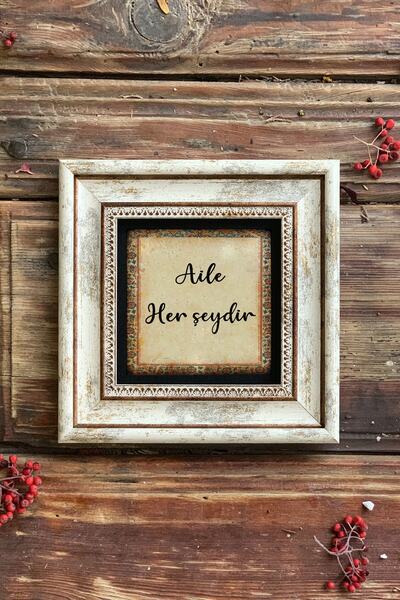 Oscar Stone Decor Aile Herşeydir-çerçeveli Taş Duvar Dekoru 20x20 Cm-wall Decor