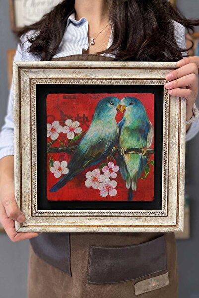 Oscar Stone Decor Çerçeveli Tablo Taş Duvar Dekoru 30 X 30 Cm Kuş Tablosu