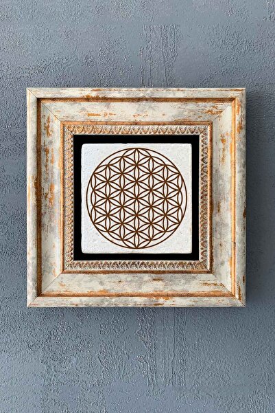Oscar Stone Decor Çerçeveli Taş Tablo Duvar Dekoru 20x20 Cm Yaşam Çiçeği