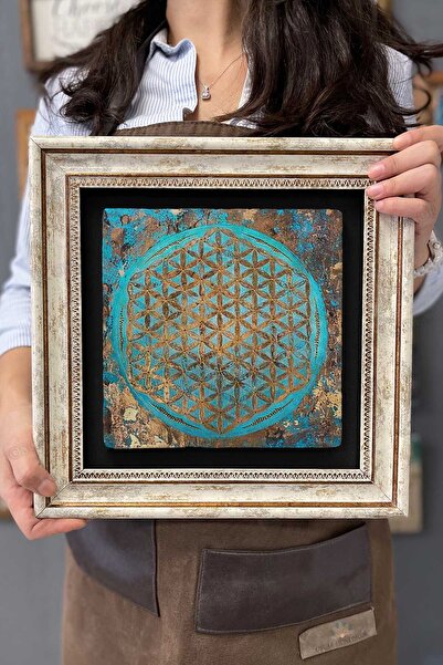 Oscar Stone Decor Çerçeveli Tablo Taş Duvar Dekoru 30 X 30 Cm Yaşam Çiçeği Tablosu