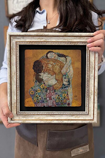 Oscar Stone Decor Çerçeveli Tablo Taş Duvar Dekoru 30 X 30 Cm Gustav Klimt Ai...