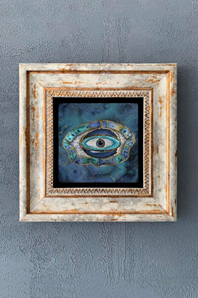 Oscar Stone Decor Nazar Göz Çerçeveli Taş Duvar Dekoru 20x20 Cm-wall Decor