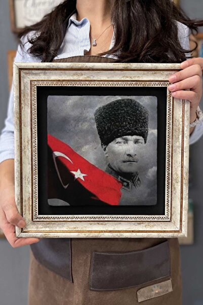 Oscar Stone Decor Çerçeveli Tablo Taş Duvar Dekoru 30 X 30 Cm Türk Bayrağı Ve...