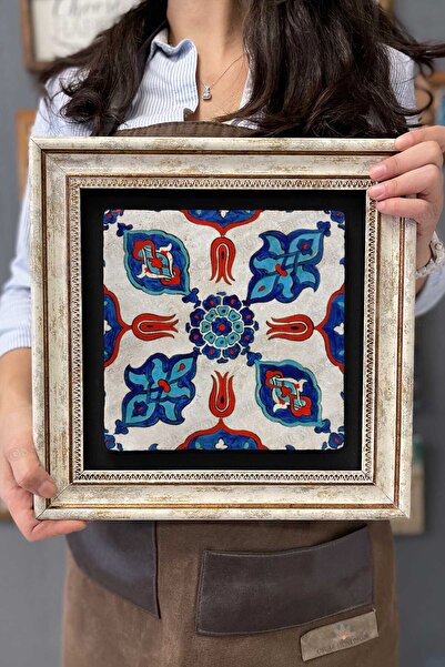 Oscar Stone Decor Çerçeveli Tablo Taş Duvar Dekoru 30 X 30 Cm Seramik Çini Ta...