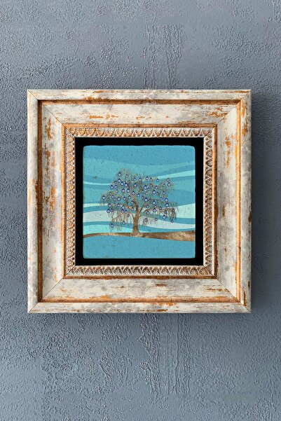 Oscar Stone Decor Çerçeveli Taş Duvar Dekoru 20x20 Cm Nazar Ağacı