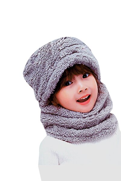 Leiste Welsoft Windproof Neck Collar Plush Hat for Children 7-10 Years Old