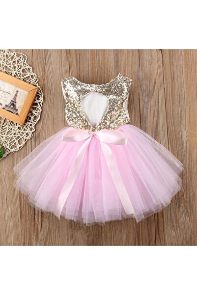 GNL BUTİK Pembe Payet Tütü Parti Elbisesi