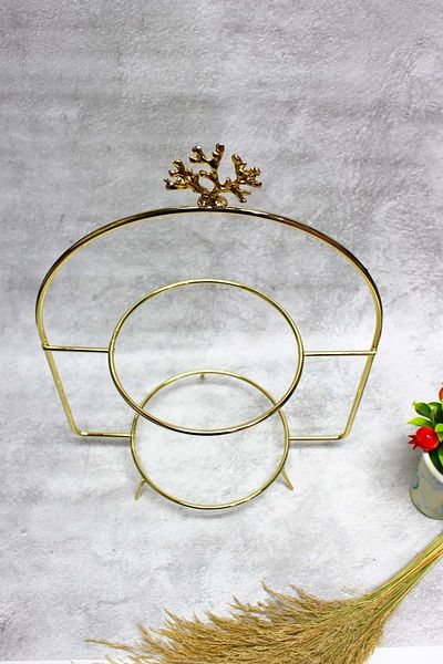 Jenisa 2-Tier Gold Shelf Gold Coral Accessory Presentation Holder Treat Stand