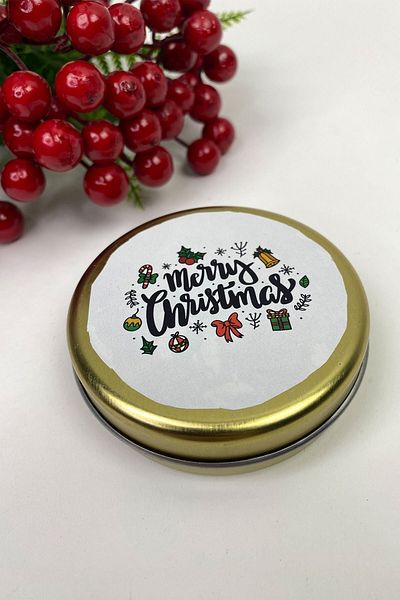 Hobigram Τσιγκένιο κουτί δώρου Χρυσό Λευκό Merry Christmas Printed