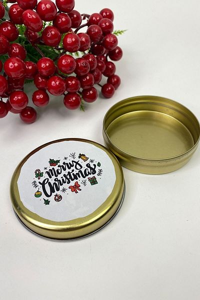 Hobigram Τσιγκένιο κουτί δώρου Χρυσό Λευκό Merry Christmas Printed